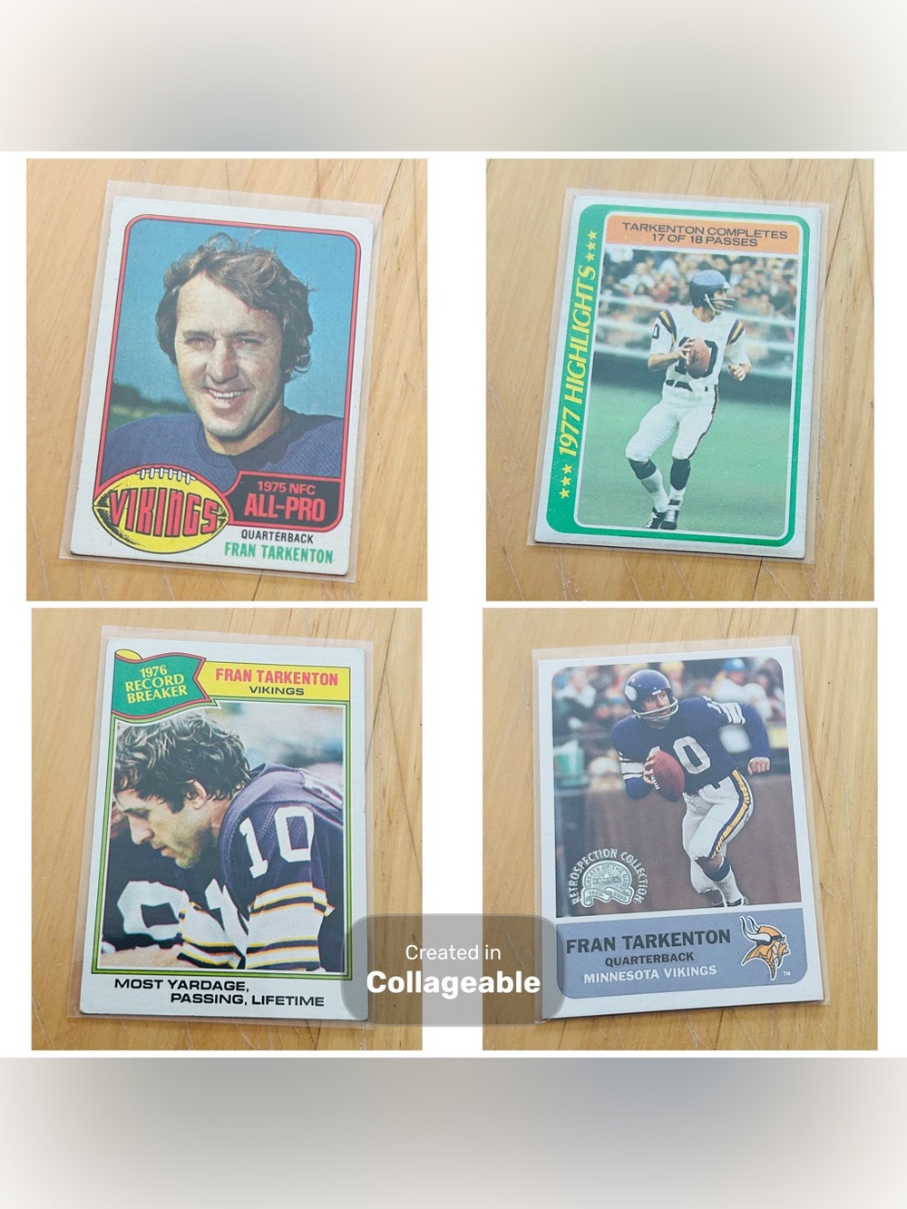 Vintage Fran Tarkenton Minnesota Vikings Sports Memorabilia Collector’s Cards